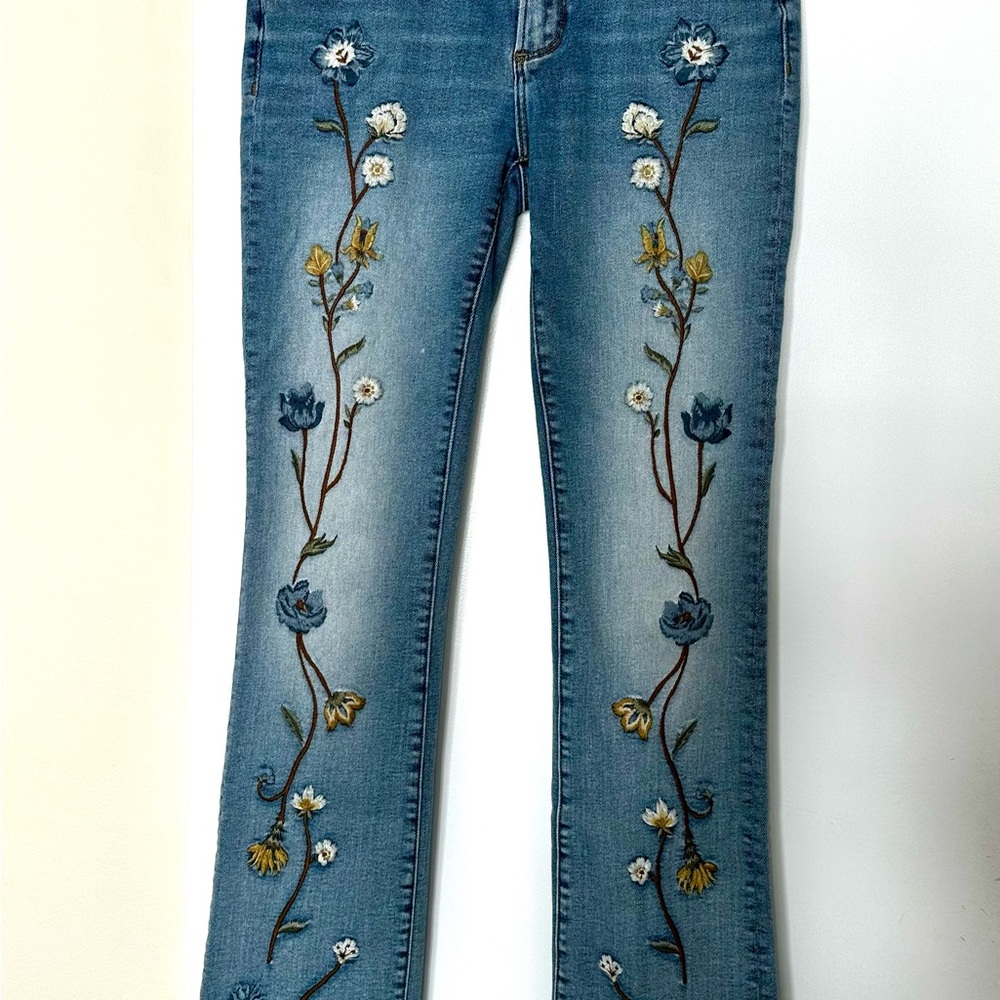 DRIFTWOOD Light Blue Floral Embroidered Jeans - Picture 3 of 6